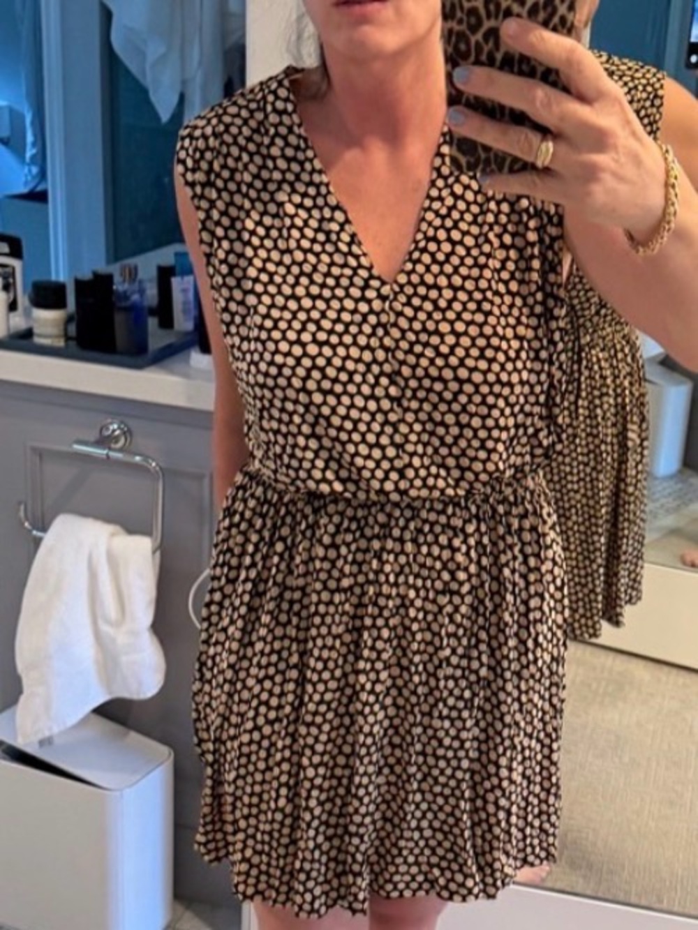 Banana Republic Brown and Cream Polka Dot Mini Dress